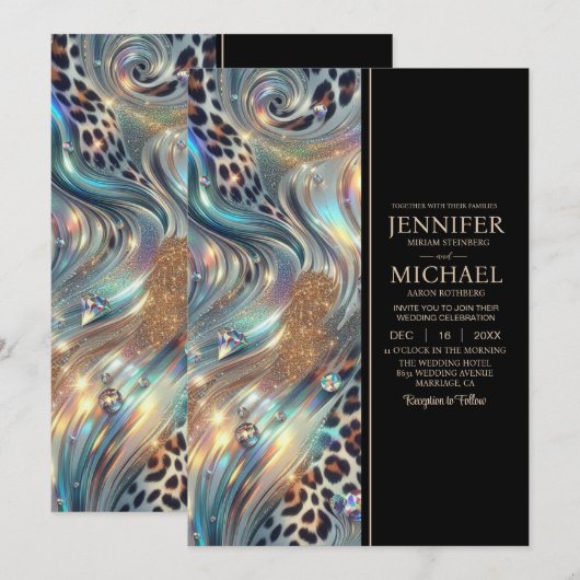 SEE BACK All-In-One Exotic Posh Wedding Invitation Kaart (Voorkant / Achterkant)