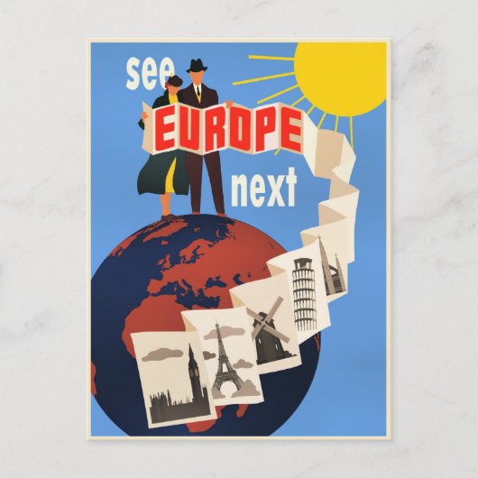 See Europe Next travel poster, Briefkaart (Voorkant)