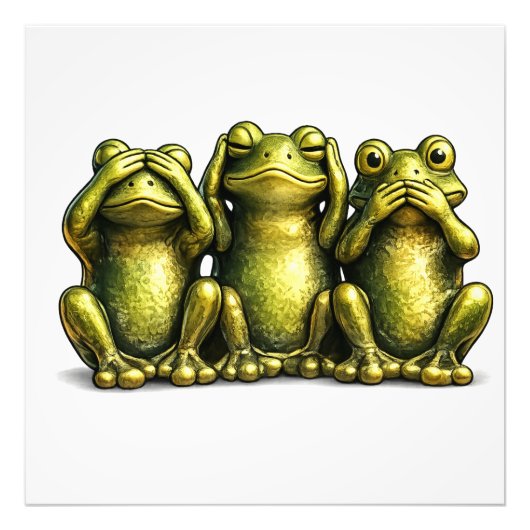 See Hear Speak No Evil Funny Frogs Foto Afdruk (Voorkant)