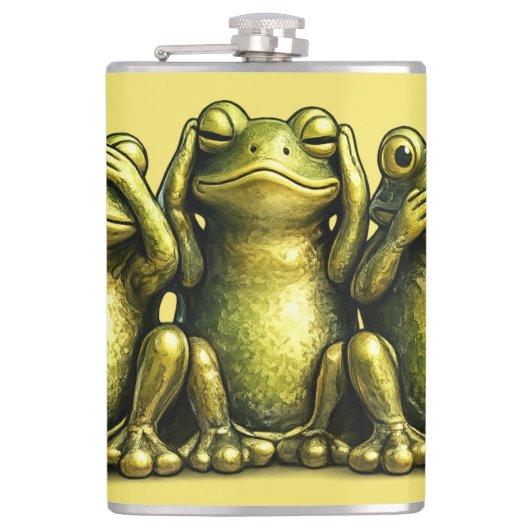 See Hear Speak No Evil Funny Frogs Heupfles (Voorkant)