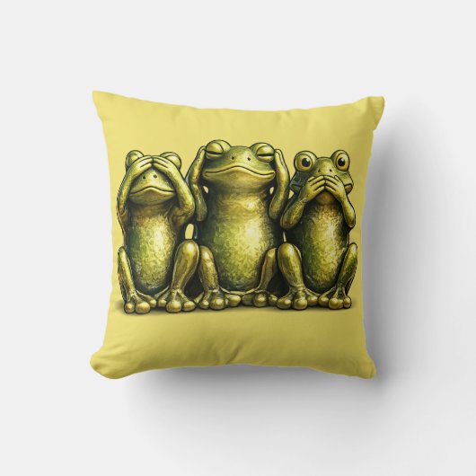 See Hear Speak No Evil Funny Frogs Kussen (Voorkant)