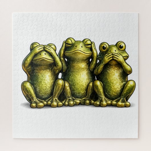 See Hear Speak No Evil Funny Frogs Legpuzzel (Verticaal)