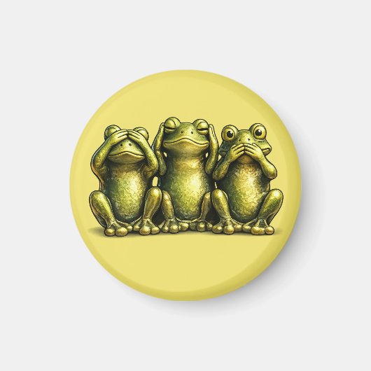 See Hear Speak No Evil Funny Frogs Magneet (Voorkant)