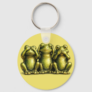 See Hear Speak No Evil Funny Frogs Sleutelhanger