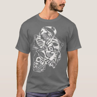See No Evil Hear No Evil Speak No Evil 3 Wise Skel T-shirt