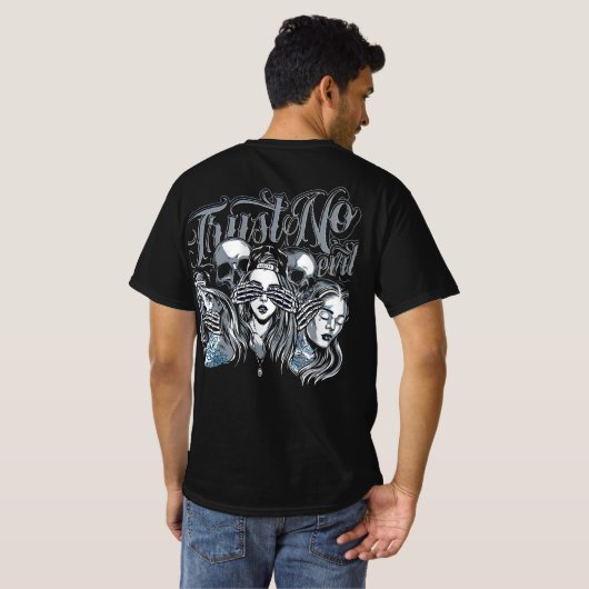 See No Evil, Speak No Evil" Tattoo Flash T-shirt (Achterkant volledig)