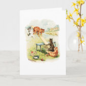 See-Saw Cats Louis Wain Blank Kaart (Gele Bloem)