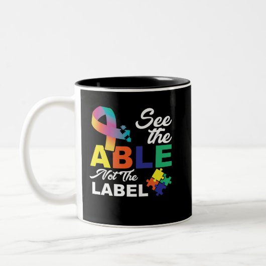 See the Able Not The Label Cute Autism Awareness Tweekleurige Koffiemok (Links)