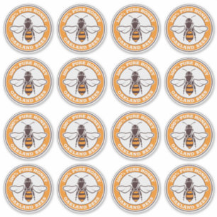 See-through Honey Bee Logo White Label Sticker