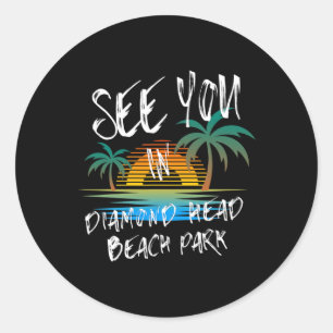 See You Honolulu Vintage Oahu Hawaii Surfer Heren Ronde Sticker