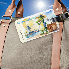 See You Later Alligator Cartoon Personalized Bagagelabel