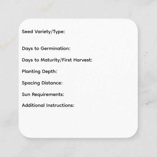 Seed Gardener Visitekaartje (Achterkant)