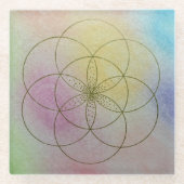 Seed of Life glass coaster Glazen Onderzetter (Voorkant)