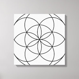 Seed of Life Heilige Geometrie zwart-wit Canvas Afdruk