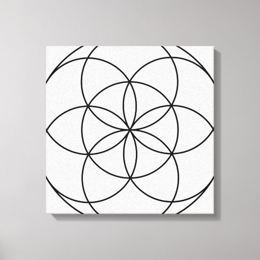 Seed of Life Heilige Geometrie zwart-wit Canvas Afdruk (Voorkant)