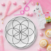 Seed of Life Heilige Geometrie zwart-wit Papieren Bordje (Feest)