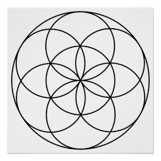 Seed of Life Heilige Geometrie zwart-wit Perfect Poster