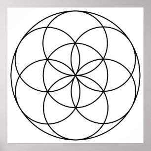 Seed of Life Heilige Geometrie zwart-wit Poster
