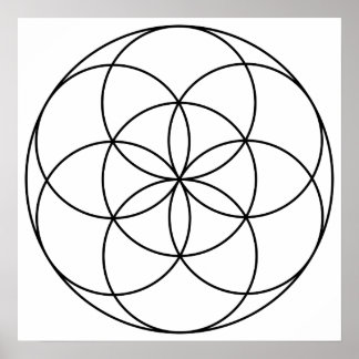 Seed of Life Heilige Geometrie zwart-wit Poster