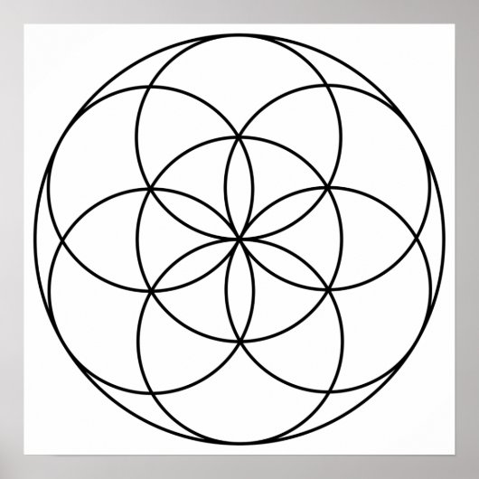 Seed of Life Heilige Geometrie zwart-wit Poster (Voorkant)