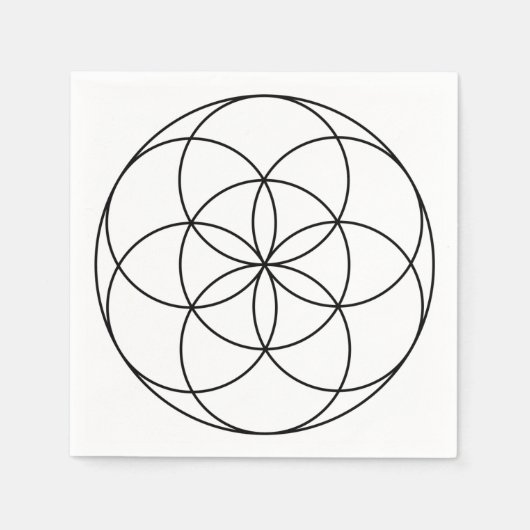 Seed of Life Heilige Geometrie zwart-wit Servet (Voorkant)