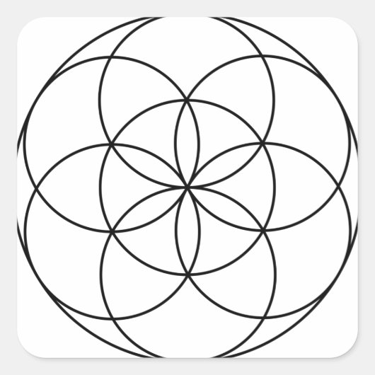 Seed of Life Heilige Geometrie zwart-wit Vierkante Sticker (Voorkant)