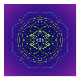 Seed of Life & Metatron's kubus mandala Perfect Poster