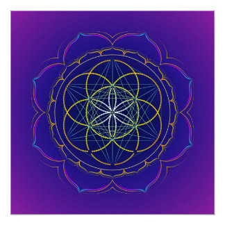 Seed of Life & Metatron's kubus mandala Perfect Poster