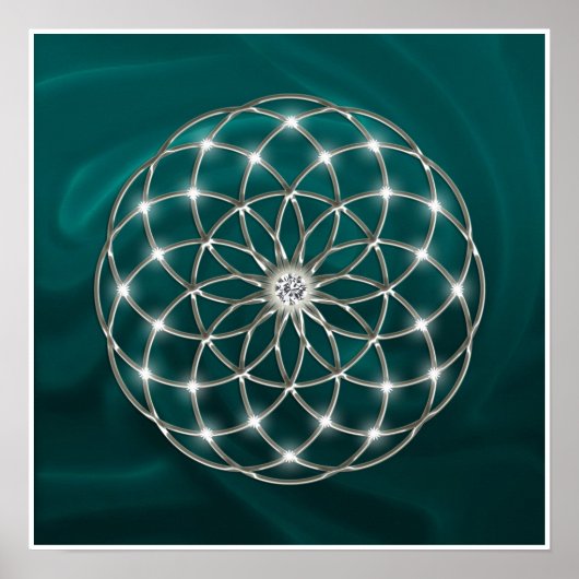Seed of life - Tube Torus - Flower of life -grün Poster (Voorkant)
