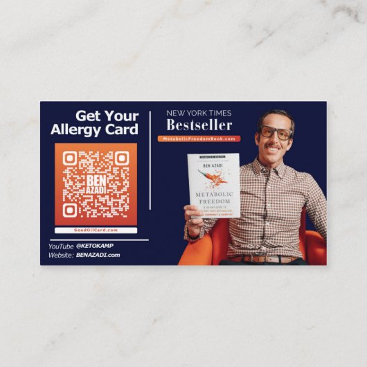 Seed Oil Allergy Card Visitekaartje (Achterkant)