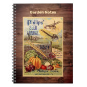 Seed Packet Boerderij Catalogus  Kunst w Faux Wood Notitieboek (Voorkant)