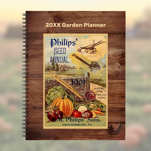 Seed Packet Boerderij Catalogus Kunst w Faux Wood Notitieboek