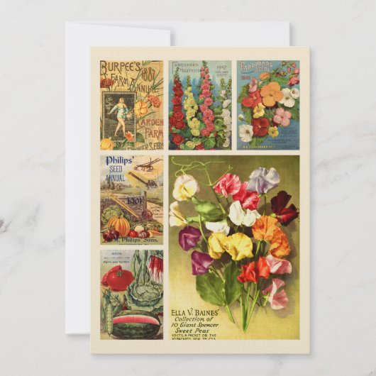 Seed Packet Catalog Collage  Flower Boerderij Notitiekaartje (Voorkant)