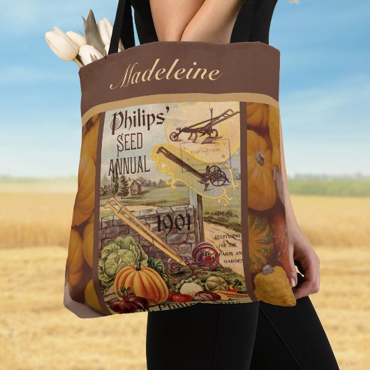 Seed Packet Catalog  Herfst Oogst w Naam Tote Bag