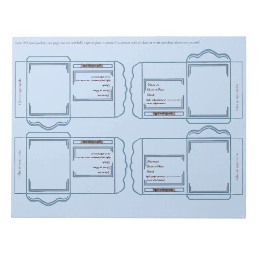 Seed Packet light blue DYI Notepad Notitieblok (Voorkant)