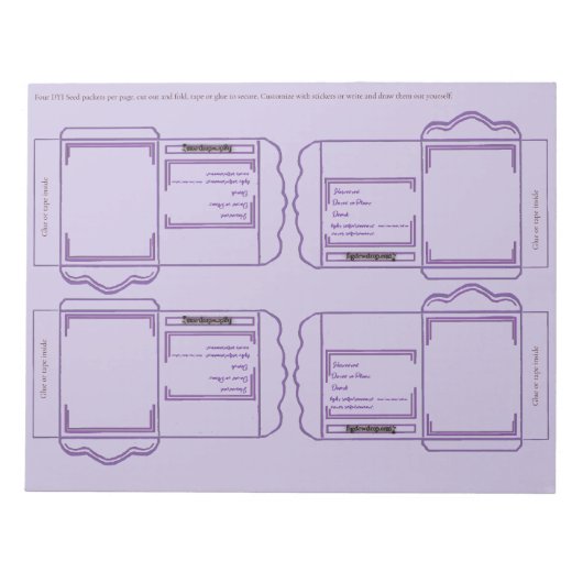 Seed Packet purple DYI Notepad Notitieblok (Voorkant)