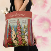 Seed Packet Red 1902 Hollyhocks  Monogram Tote Bag