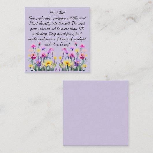 Seed Paper Instructies op vierkant Visitekaartje (Voorkant / Achterkant)