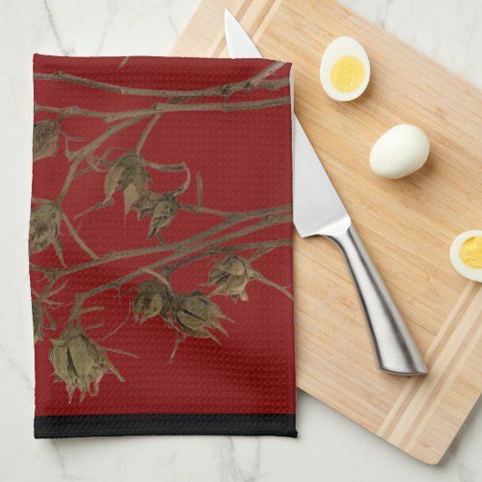 Seed Pods on a Kitchen Towel Theedoek (Quarter Fold)