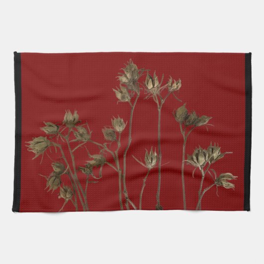 Seed Pods on a Kitchen Towel Theedoek (Horizontaal)