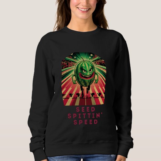 Seed Spittin Speed Funny Watermelon Running Cartoo Trui (Voorkant)