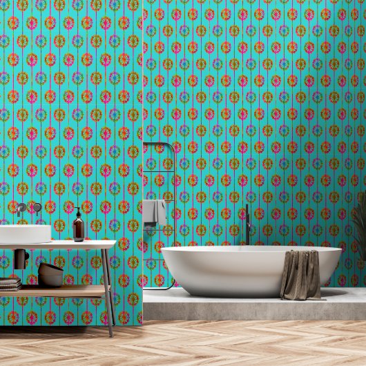Seedy Elegance in Turquoise Behang (Badkamer)