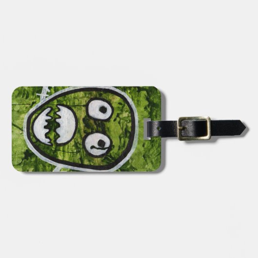 Seedy Pete Skull Odd Whimsical Monster Art Quirky Bagagelabel (Voorkant horizontaal)
