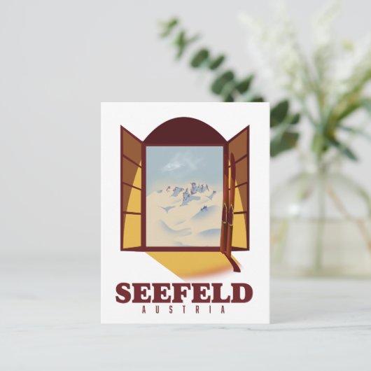 Seefeld Austria Ski poster Briefkaart (Staand voorkant)