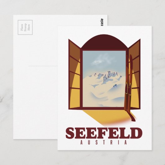 Seefeld Austria Ski poster Briefkaart (Voorkant / Achterkant)