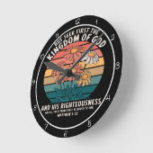 Seek First The Kingdom Of God Floral Graphic Ronde Klok (Hoek)