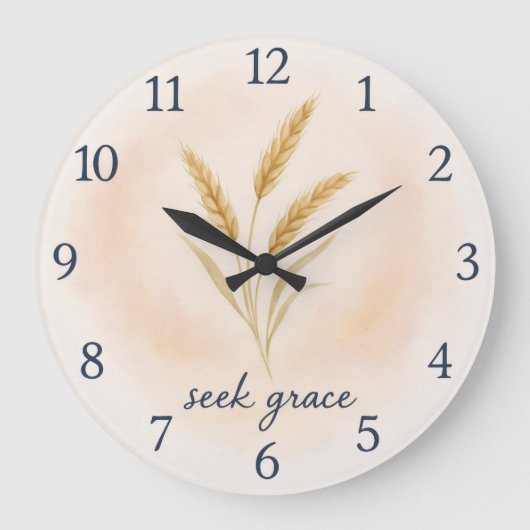 Seek Grace – Watercolour Wheat Serenity Clock Grote Klok (Voorkant)