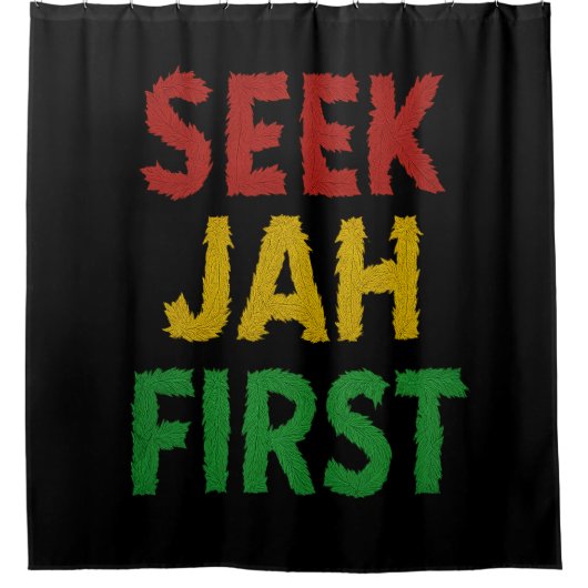 Seek Jah First Rastafarian Reggae Rasta Colors Douchegordijn (Voorkant)