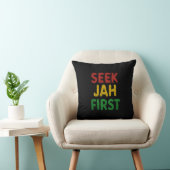Seek Jah First Rastafarian Reggae Rasta Colors Kussen (Stoel)