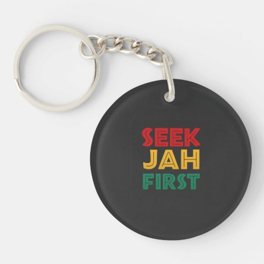 Seek Jah First Rastafarian Reggae Rasta Colors Sleutelhanger (Voorkant)